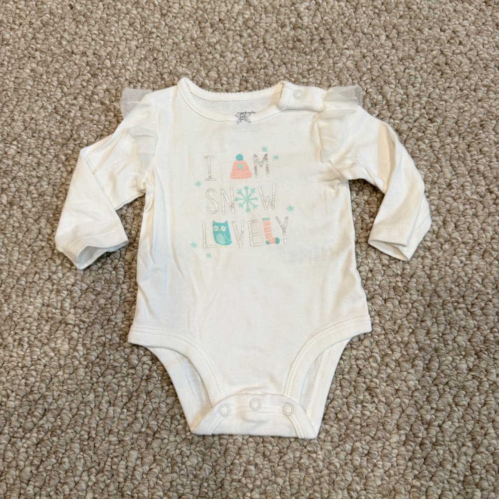 Carters Baby Girls Size 3 Months I Am Snow Lovely Bodysuit and Leggings Set - Picture 3 of 5